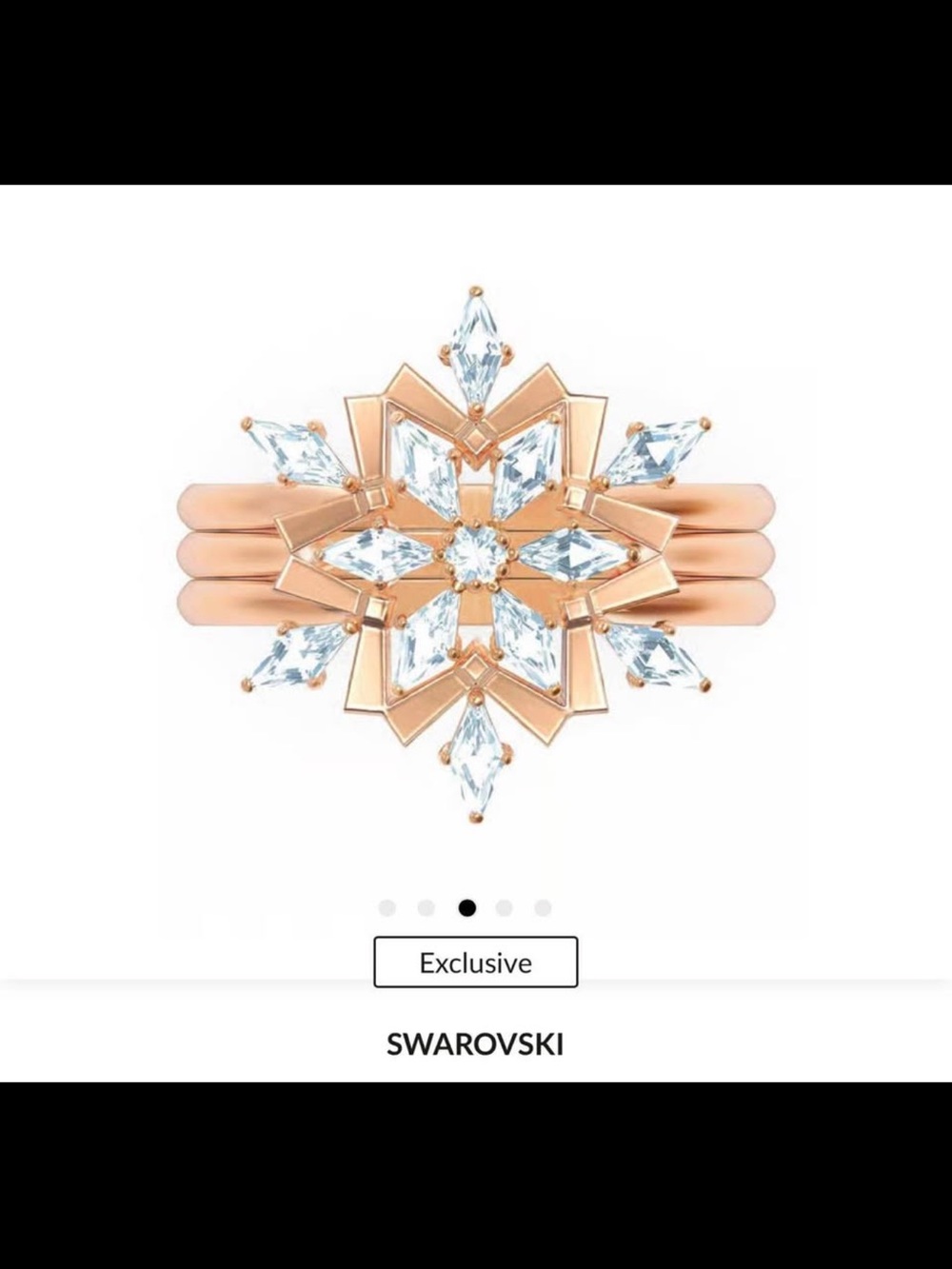 Swarovski Rose Gold Snowflake Stacking Ring with Clear Crystals - Picture 2 of 4